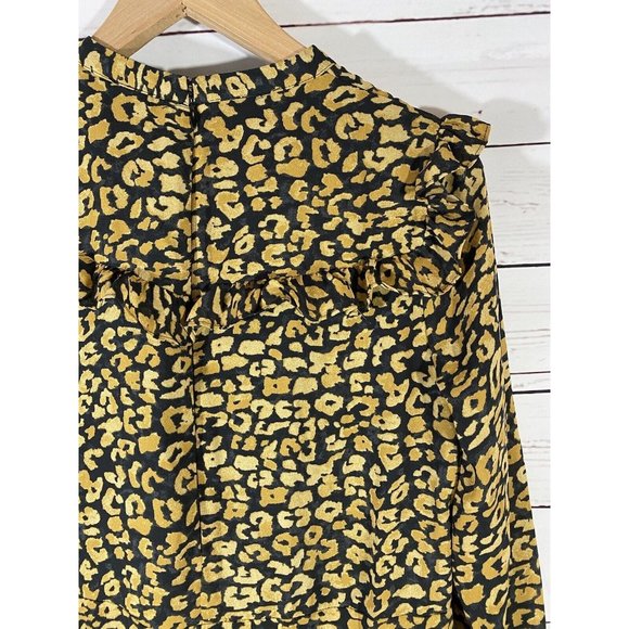 Who What Wear Womans Dress Size Medium Cheetah Ruffle Modest Cottagecore Spring - Picture 7 of 11